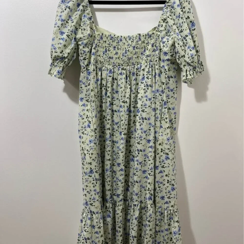 Abercrombie Floral Romantic Summer Coquette Prarie Cottage Midi Dress [size Lp] - Picture 9 of 12